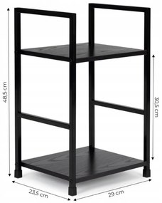 Intenso Home 2 szintes nyitott könyvespolc / éjjeliszekrény 29 x 48cm (Fekete) | Univerzális tároló állvány fém lábakkal