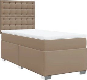 vidaXL cappuccino színű műbőr rugós ágy matraccal 90 x 190 cm