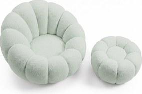 Design fotel BLOOM lábtartóval, világoszöld
