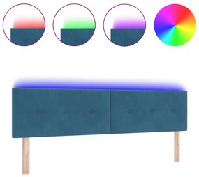 LED Fejtámla Gombos Tűzött Sötét Kék 90 cm Bársony