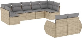 vidaXL 9 részes bézs polyrattan kerti ülőgarnitúra párnákkal