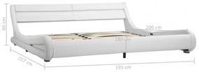 Fehér led-es műbőr ágykeret 180 x 200 cm