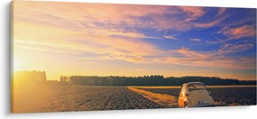 Egy sárga autó képe a mezőn (120x50 cm)