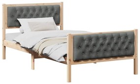 Ágykeret fejtámlával Sötétszürke 100 x 200 cm Tömör fenyőfa