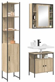 Fürdőszoba bútor szett 3 pcs sonoma tölgy 33 x 33 x 185.5 cm