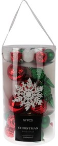 Cristal karácsonyi díszek készlete színes, 57 db