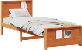 vidaXL Ágykeret fejtámlával Faggyú barna 90 x 200 cm Faanyag