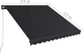 Antracitszürke kézzel behúzható napellenző 350 x 250 cm