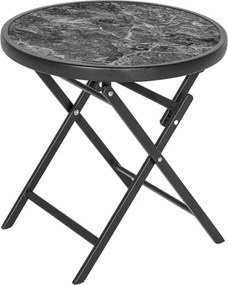 Üveglapú kisasztal szürke márvány Ø 45 cm