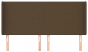 sötétbarna szövet fejtámla szárnyakkal 203x16x118/128 cm