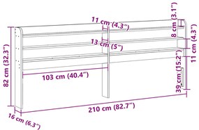 tömör fenyőfa fejtámla polccal 200 cm