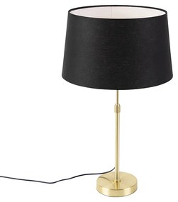 Asztali lámpa arany/bronz fekete vászon árnyékolóval 35 cm - Parte
