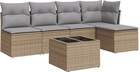 vidaXL 6 részes bézs polyrattan kerti ülőgarnitúra párnával