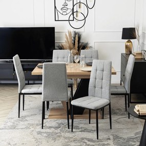 Étkezőgarnitúra 6 db székkel. Bővíthető étkezőasztal CLARK 120-160 cm 6 db. Étkezőszékkel. TEX