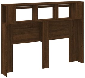 barna tölgyszínű szerelt fa LED-es fejtámla 140x18,5x103,5 cm