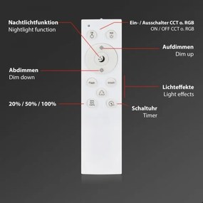 Briloner 3709-016 - LED RGBW Dimmelhető mennyezeti lámpa LED/22W/230V fehér + távirányító