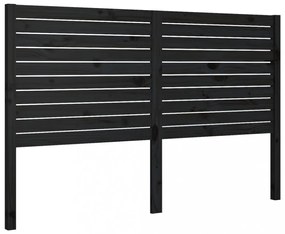 fekete tömör fenyőfa ágyfejtámla 141x4x100 cm