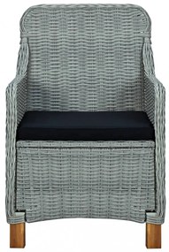vidaXL 9 részes világosszürke polyrattan kültéri étkezőszett párnákkal