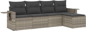 vidaXL 5 részes világosszürke polyrattan kerti ülőgarnitúra párnákkal