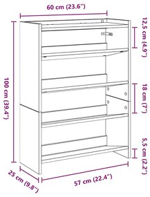 betonszürke szerelt fa cipőtartó 60x25x81 cm