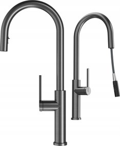 Konyhai Csaptelep Kihúzható Kifolyócsővel Gun Grey Kétfunkciós Prati Csaptelep