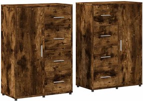 vidaXL 2 db füstös tölgy színű szerelt fa tálalószekrény 60x31x84 cm