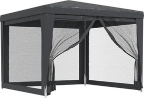 vidaXL antracitszürke HDPE rendezvénysátor 4 hálós oldalfallal 3x3 m