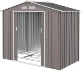 Outsunny Kert Shed 2,42 m², Kert Ház Fűtetővel, Tolóajtóval, Alappal, 213 x 130 x 185 cm, Kültéri Tároló Shed Horganyzott Acélból, Időjárásálló, Kerth