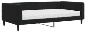 fekete bársony kanapéágy matraccal 100 x 200 cm