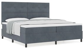 Boxspring Ágy Matrac nélkül Sötétszürke 200x200 cm Bársony