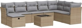 vidaXL 9 részes bézs polyrattan kerti ülőgarnitúra párnákkal