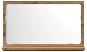 kézműves tölgy szerelt fa tükrös fürdőszobaszekrény 60x11x37 cm