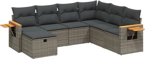 vidaXL 7 részes szürke polyrattan kerti ülőgarnitúra párnákkal