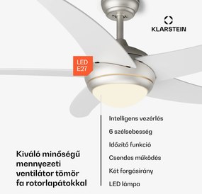 Klarstein Bolero 2 az 1-ben Smart, mennyezeti ventilátor, Ø 132 cm, fény 55 W, távirányító, vezérlés applikáción keresztül, 2 menetirány