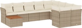 vidaXL 10 részes bézs polyrattan kerti ülőgarnitúra párnával