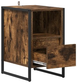 vidaXL Éjjeli asztal fiókkal Füstös tölgy 39,5 x 30 x 50 cm Faanyag