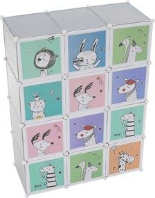 Gyerek moduláris szekrény, szürke/gyerek minta, HAKON