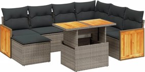 vidaXL 8 részes szürke polyrattan kerti ülőgarnitúra párnákkal