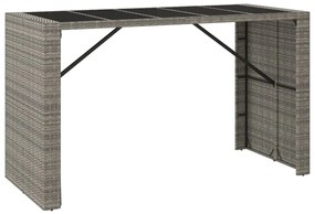 9 részes szürke polyrattan és tömör akácfa kerti bárszett