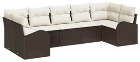 vidaXL Kerti Kanapé Szett párnával 7 pcs Barna Poly Rattan