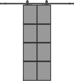 vidaXL fekete edzett üveg tolóajtó fémszerelék szettel 76x205 cm
