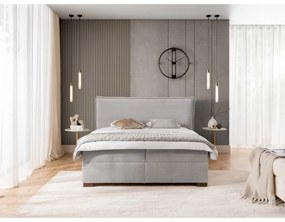 Világosszürke ágyneműtartós boxspring ágy 160x200 cm Lysa – Ropez