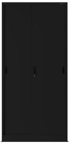 Fém irodai szekrény tolóajtókkal – KUBA, 900 x 1850 x 400 mm, fekete