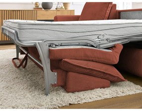 Téglavörös kordbársony kinyitható sarokkanapé (variálható) Augustin – Bobochic Paris