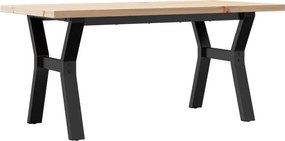 vidaXL tömör fenyőfa és acél Y-vázú dohányzóasztal 100x50x45,5 cm