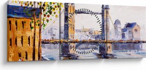 Kép - A város festménye (órával) (90x30 cm)
