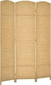 HOMCOM 3-Panelos Összecsukható Képernyő 135x180 cm Helyiségelválasztó Privát Képernyő Polipropilénből Irodához és Hálószobához Természetes | Aosom