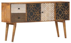 tömör mangófa tálalószekrény nyomtatott mintával 130x30x70 cm