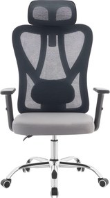 Irodai szék, sötétszürke/világosszürke/króm, teherbírás 150 kg, ADEMIR