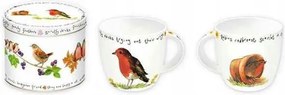 Porcelán Bögre Fémdoboz Madarak Vörösbegy